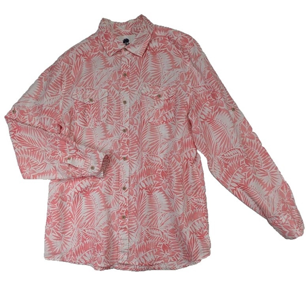 Ocean & Coast Linen Shirt Unisex L Coral Coastal Grandmother Grandad Island Boho